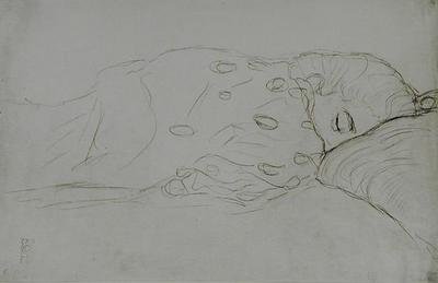 Slapende naakt door Gustav Klimt
