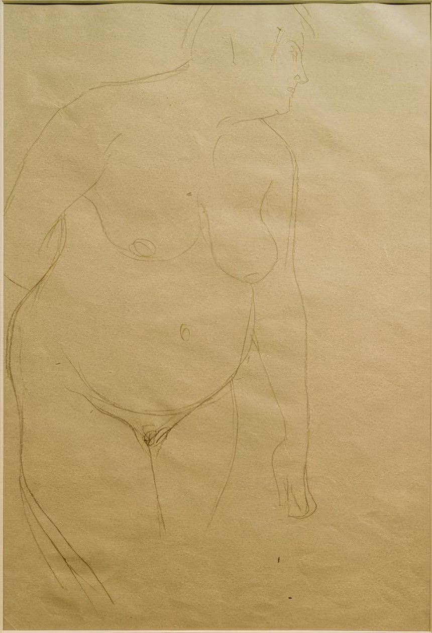 Staand dik vrouwennaakt iets naar rechts (Studie) door Gustav Klimt