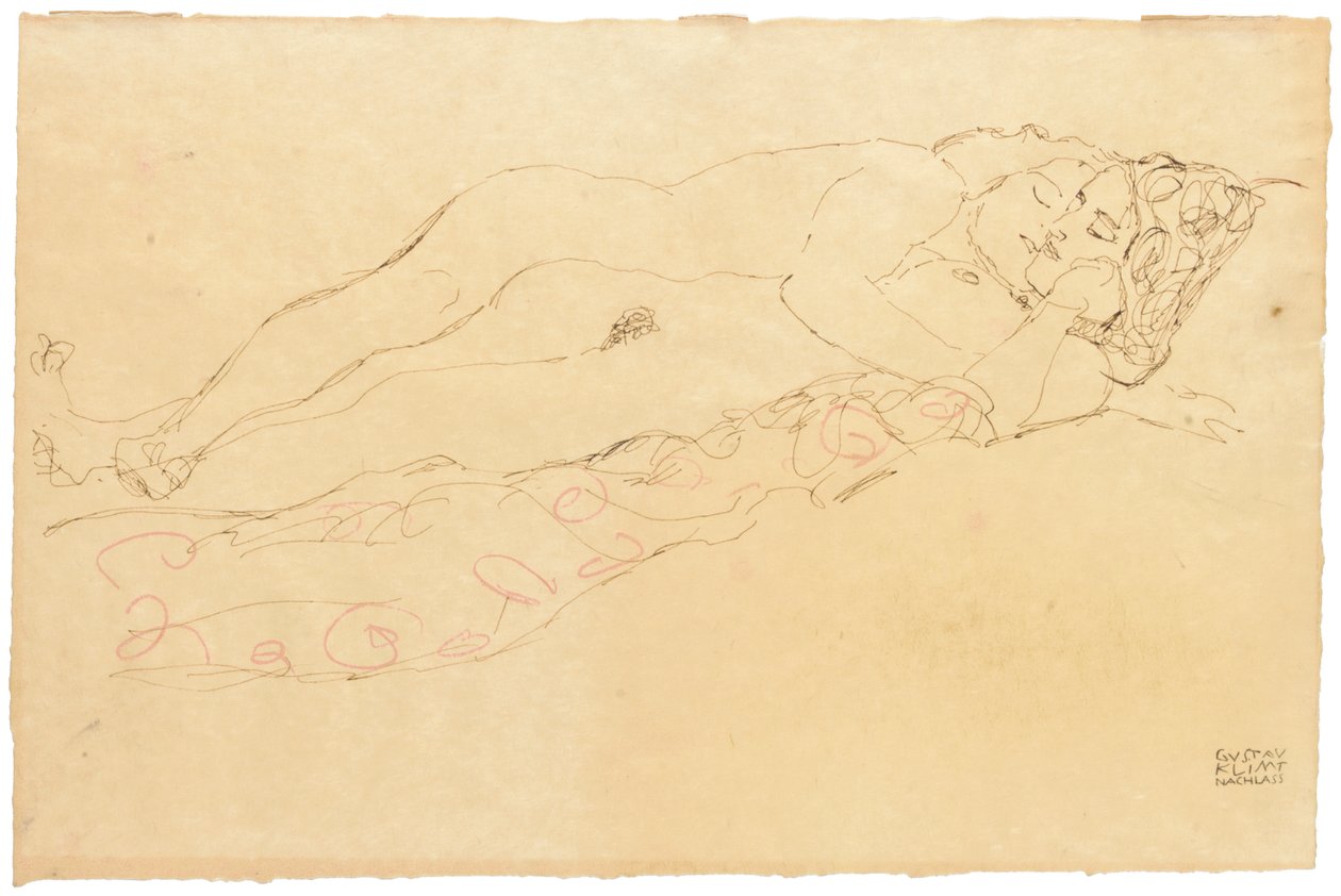 Twee liggende naakten, ca. 1913 door Gustav Klimt