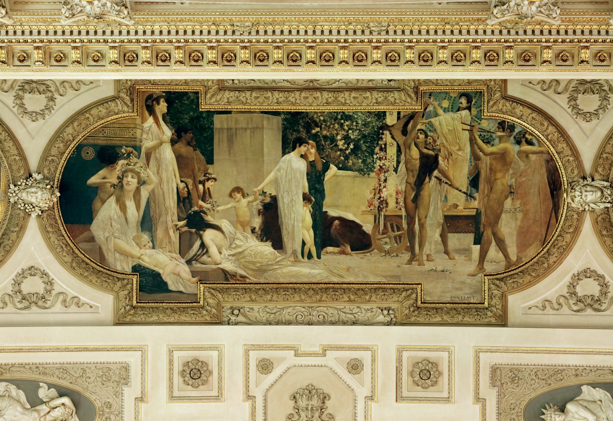 Weens Burgtheater, plafondschildering, detail door Gustav Klimt