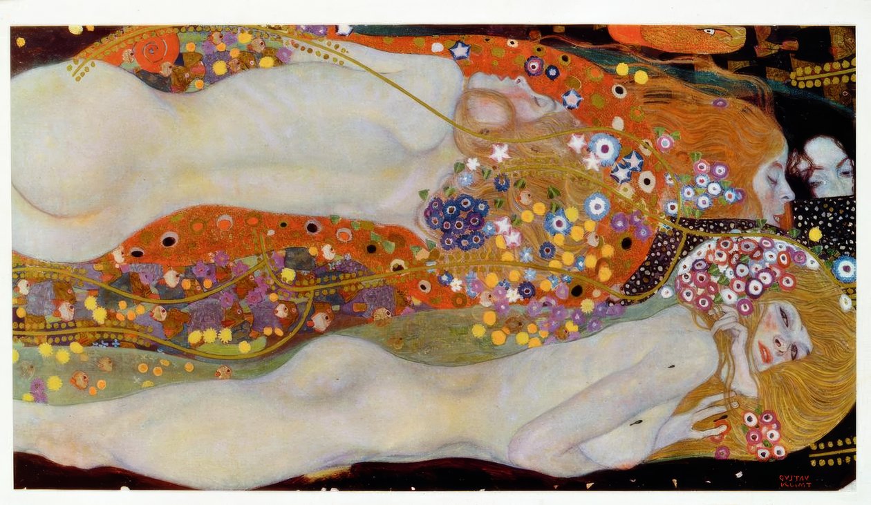 Waterslangen II door Gustav Klimt