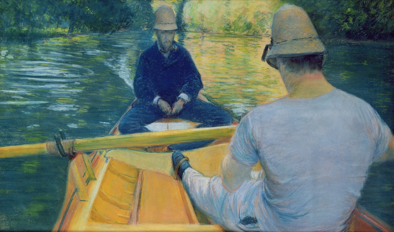 Bootjes op de Yerres door Gustave Caillebotte