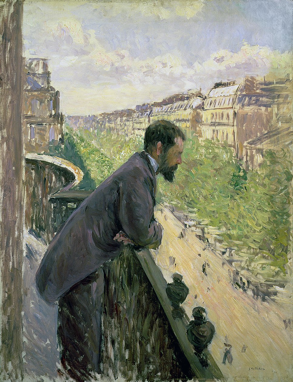 Man op een balkon, c.1880 door Gustave Caillebotte