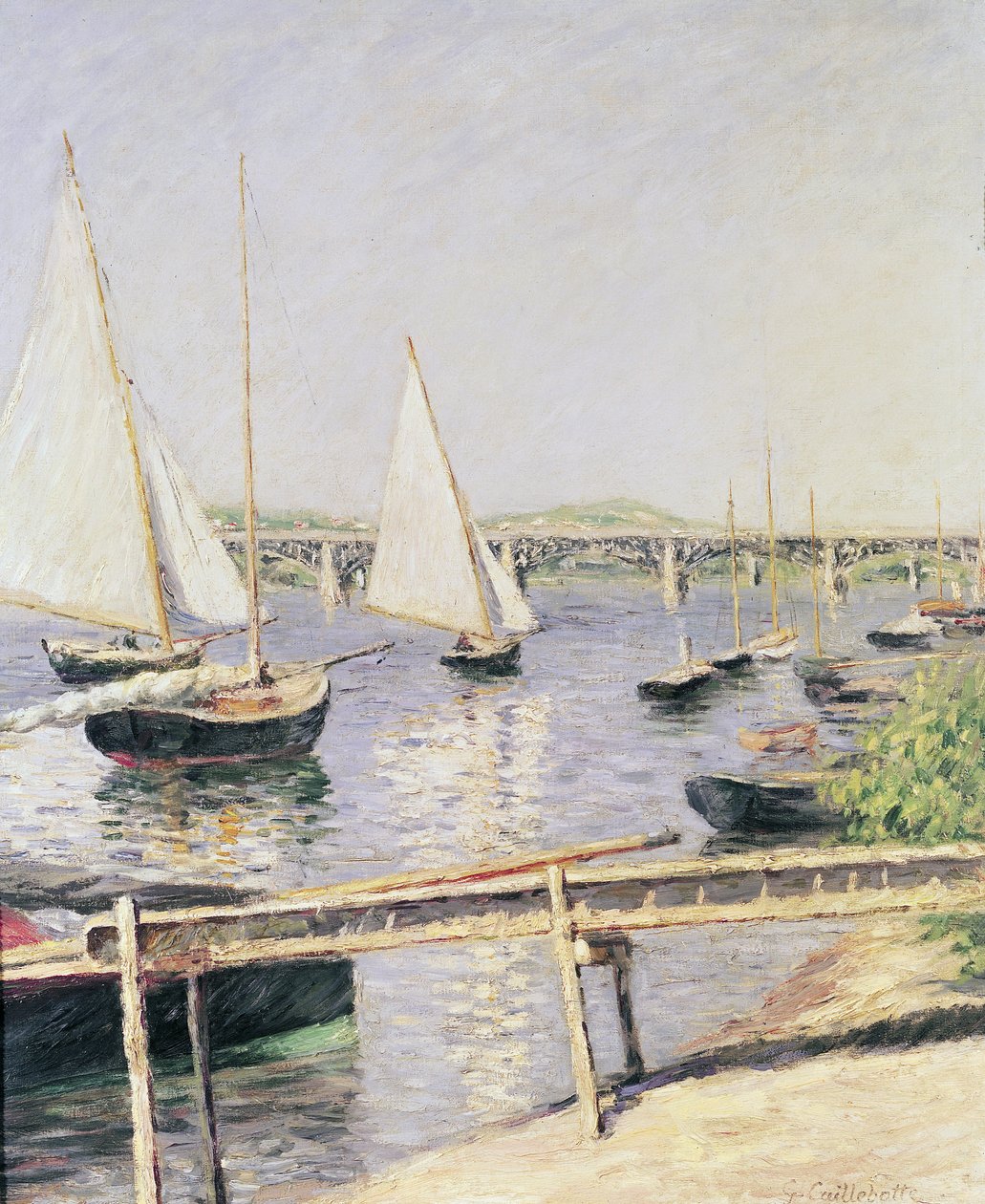 Zeilboten bij Argenteuil, ca. 1888 door Gustave Caillebotte