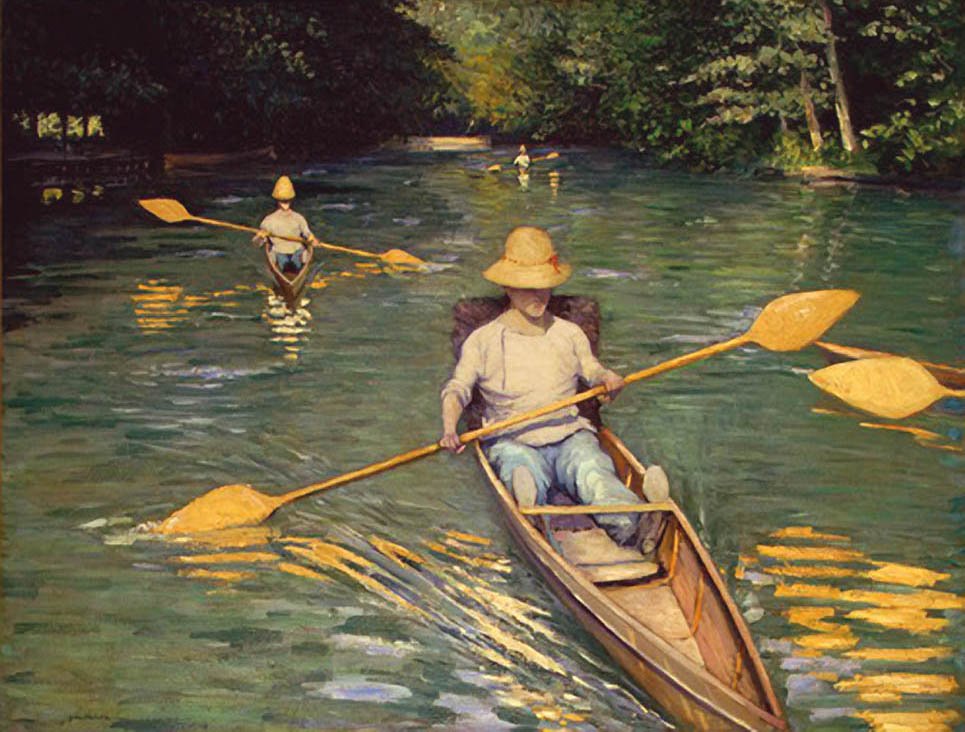 Skiffs op de Yerres door Gustave Caillebotte