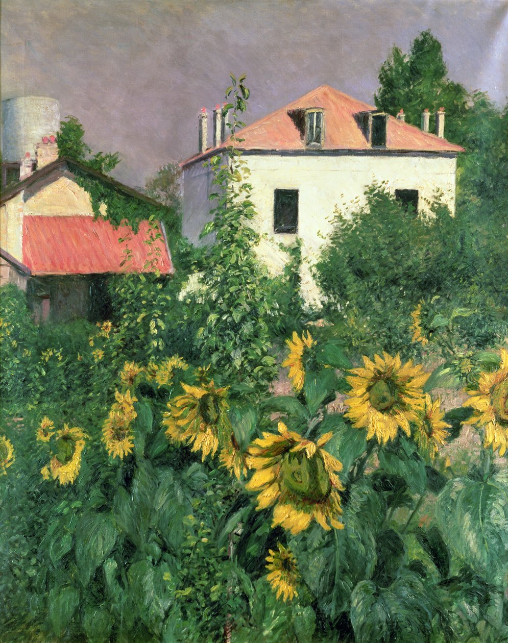 Zonnebloemen in de tuin van Petit Gennevilliers door Gustave Caillebotte