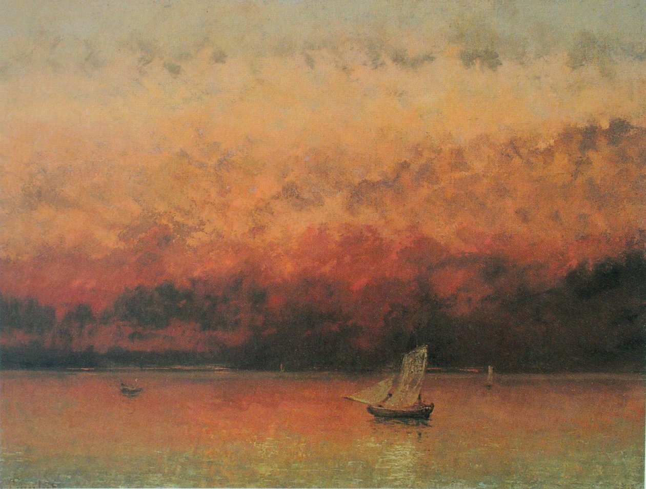 Meer van Genève bij zonsondergang door Gustave Courbet