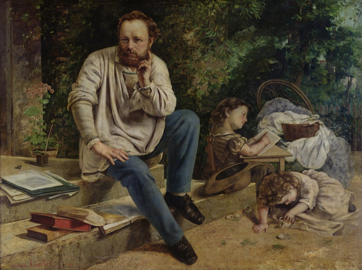 Pierre Joseph Proudhon (1809-65) en zijn kinderen in 1853, 1865 door Gustave Courbet