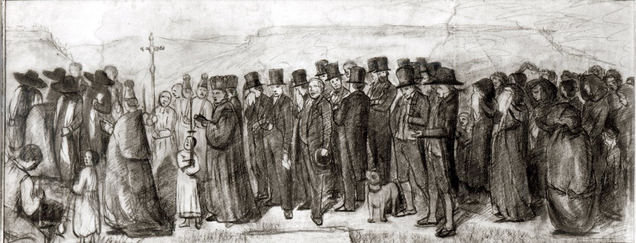 Studie voor Begrafenis in Ornans, 1849 door Gustave Courbet