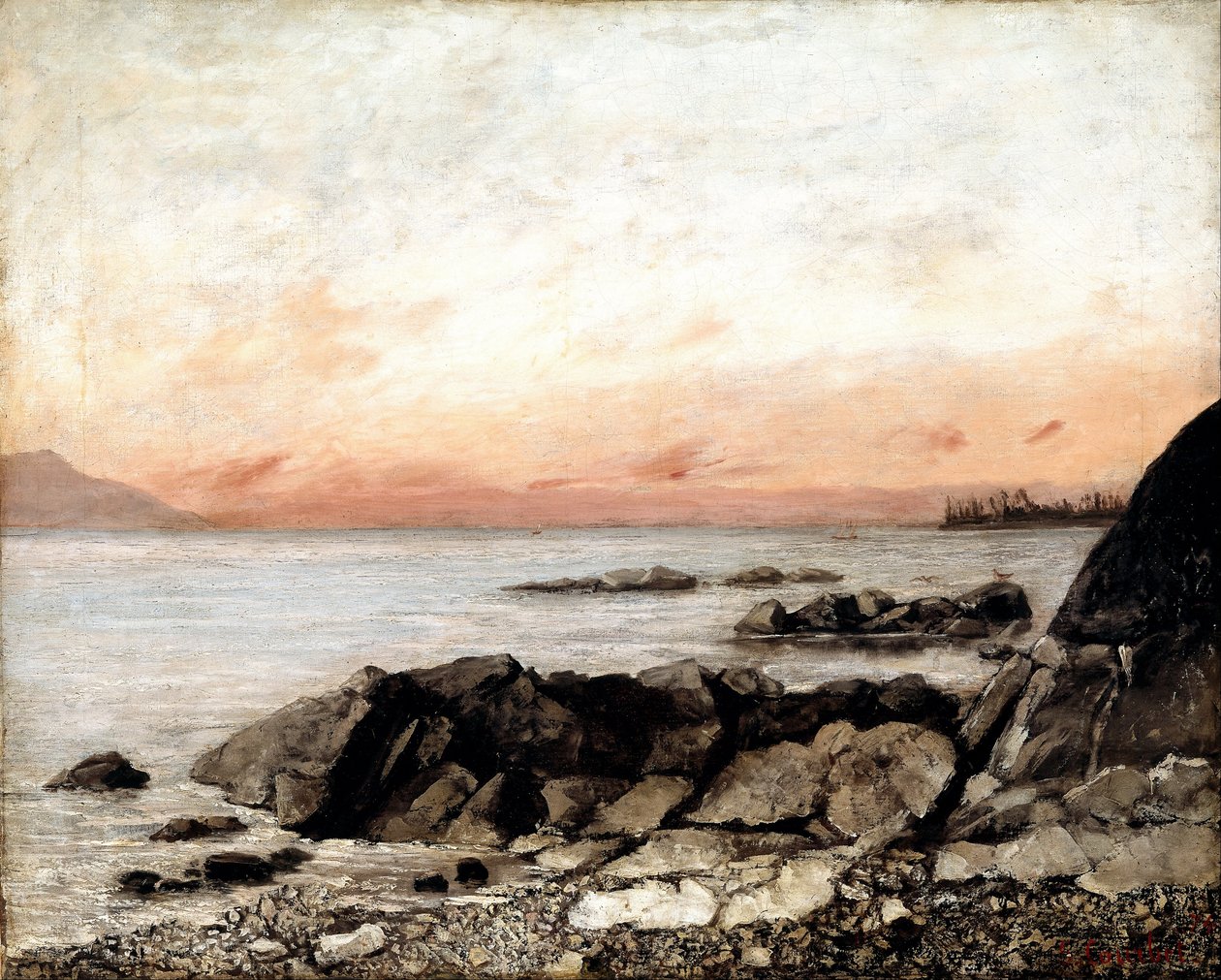 Zonsondergang, Vevey, Zwitserland door Gustave Courbet