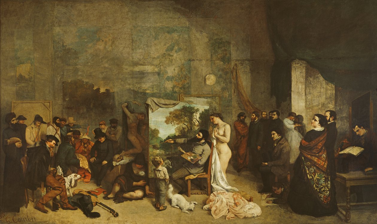 Het Atelier van de Schilder, een Echte Allegorie, 1855 door Gustave Courbet