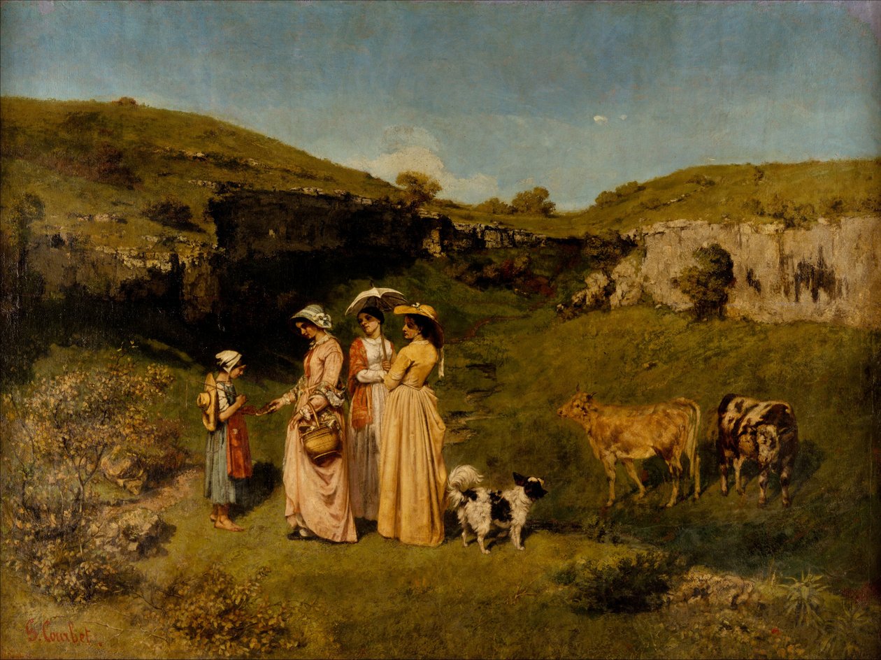 Jonge dames van het dorp door Gustave Courbet