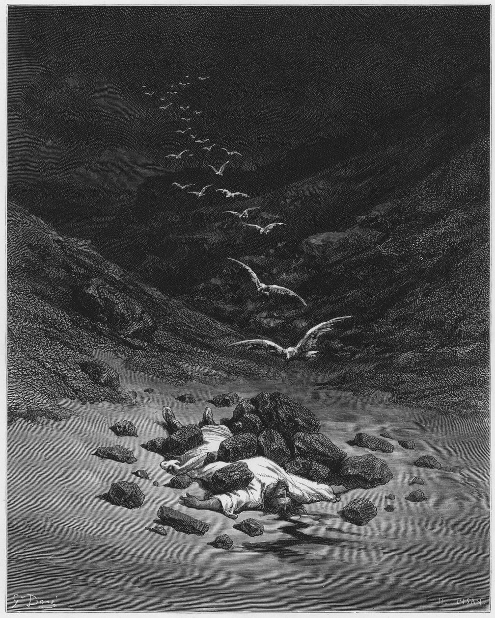 Achan gestenigd door Gustave Dore