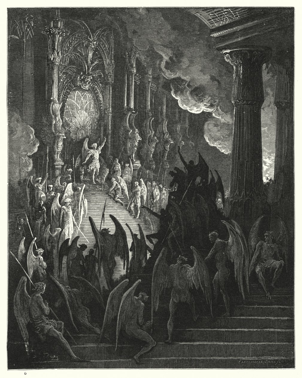 Illustratie van Gustave Doré voor Miltons Paradise Lost, Boek II, regels 1, 2 door Gustave Dore