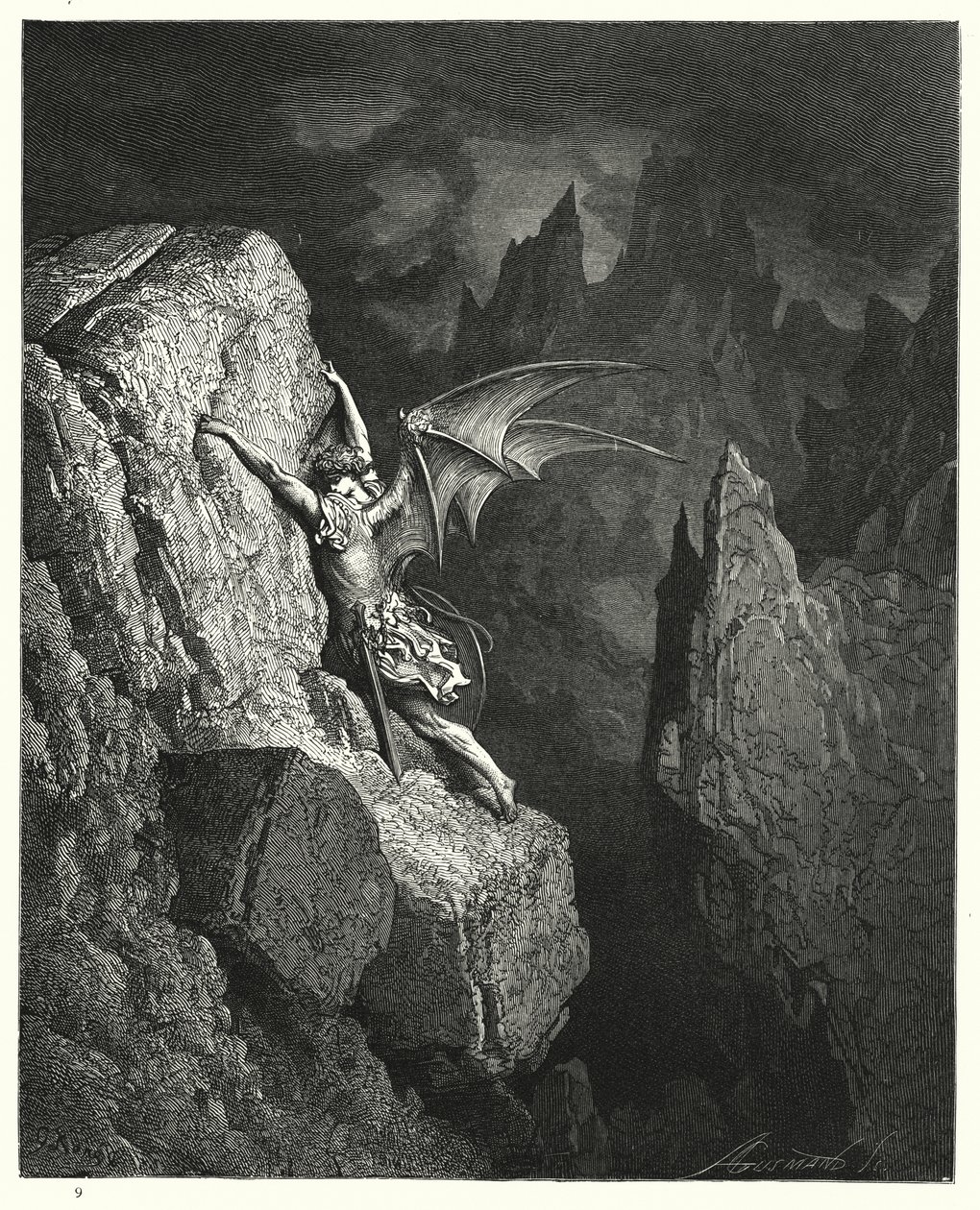 Illustratie van Gustave Doré voor Miltons Paradise Lost, Boek II, regels 949, 950 door Gustave Dore