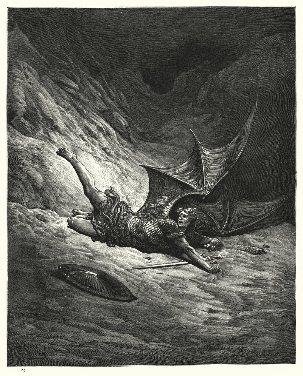 Illustratie van Gustave Doré voor Miltons Paradise Lost, Boek VI, regels 327, 328 door Gustave Dore