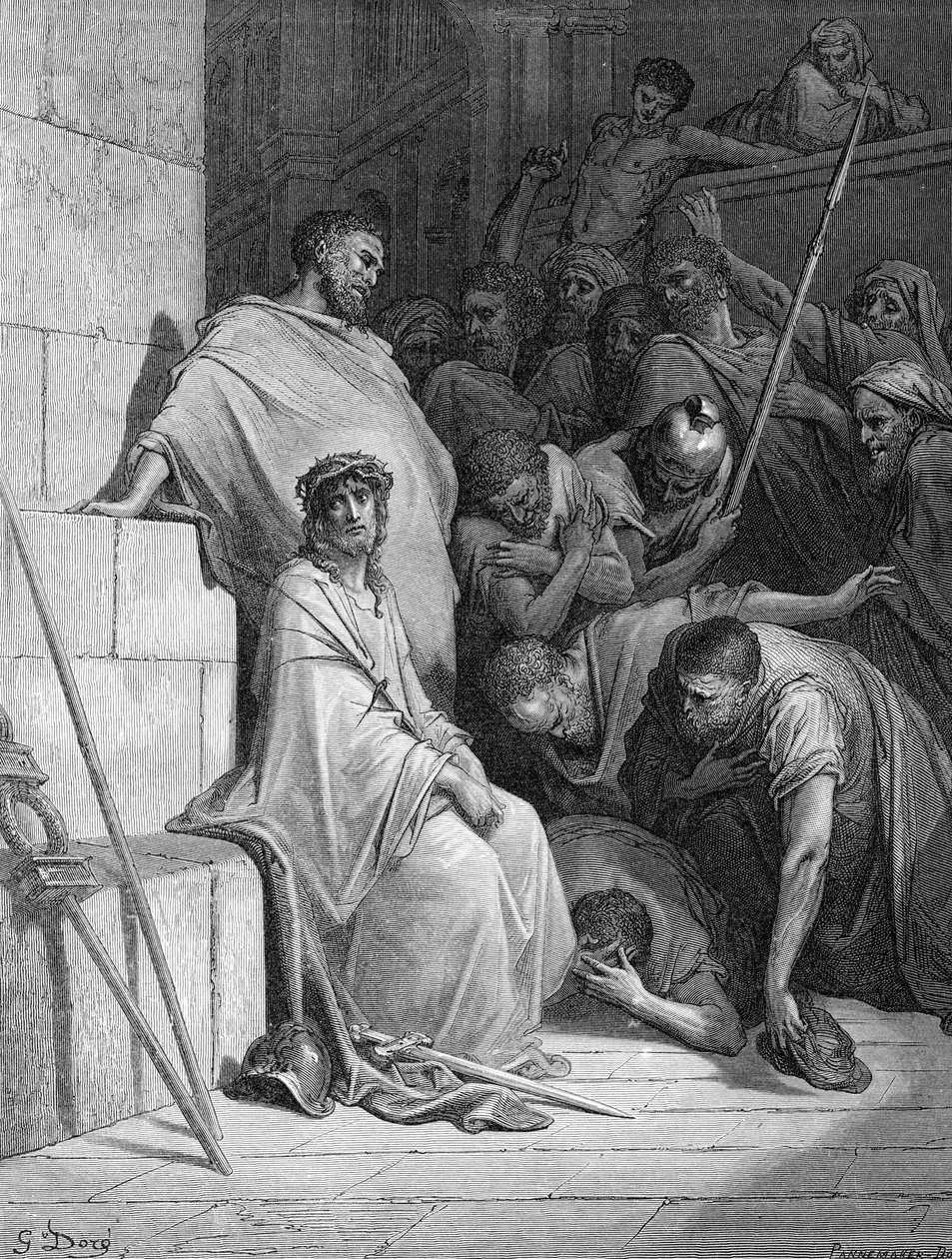 Jezus wordt bespot door Romeinse soldaten door Gustave Dore