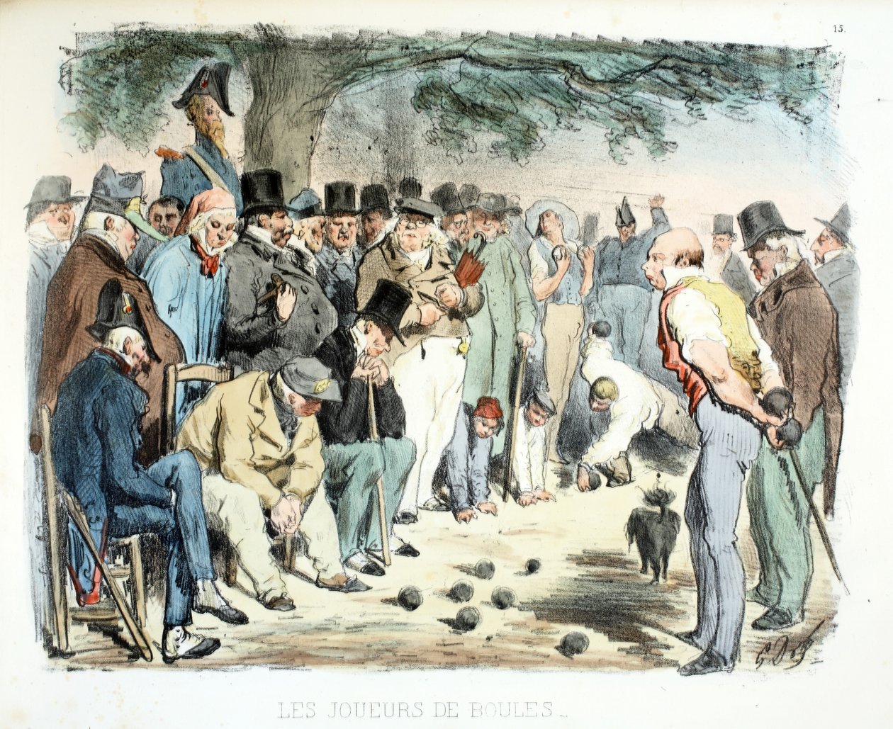 Les Joueurs de Boules, Les différents publics de Paris, 1854 door Gustave Dore
