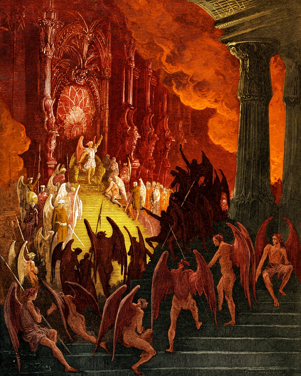 Paradise Lost: Satan in Raad, gravure door Gustave Doré door Gustave Dore