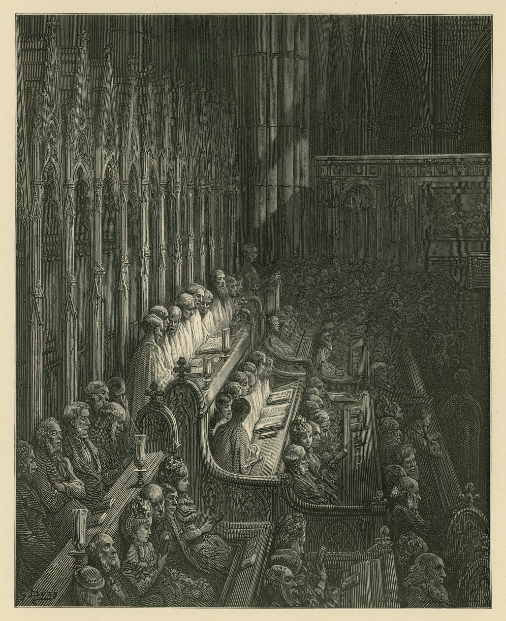 Het Koor van Westminster Abbey door Gustave Dore