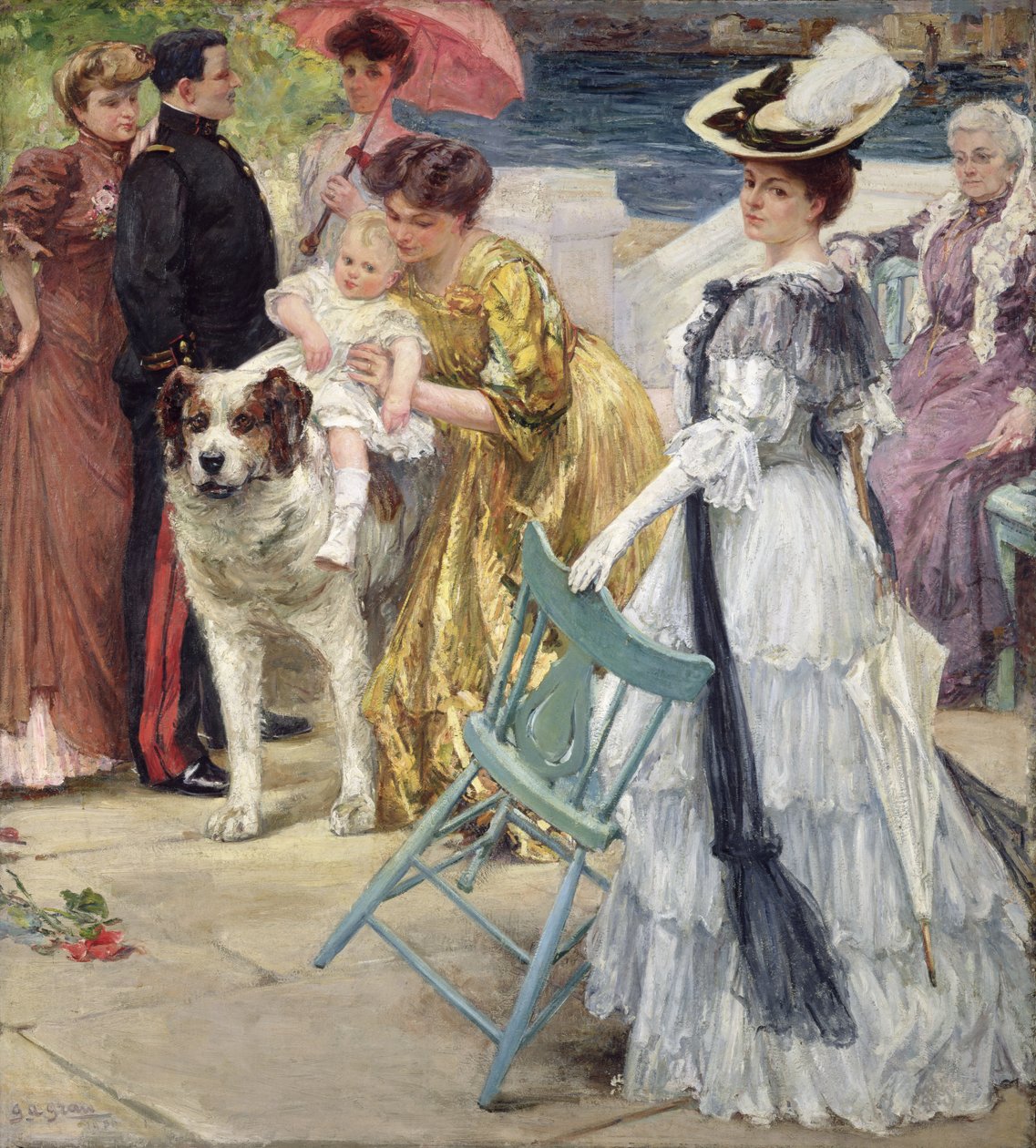 En Famille door Gustave Grau