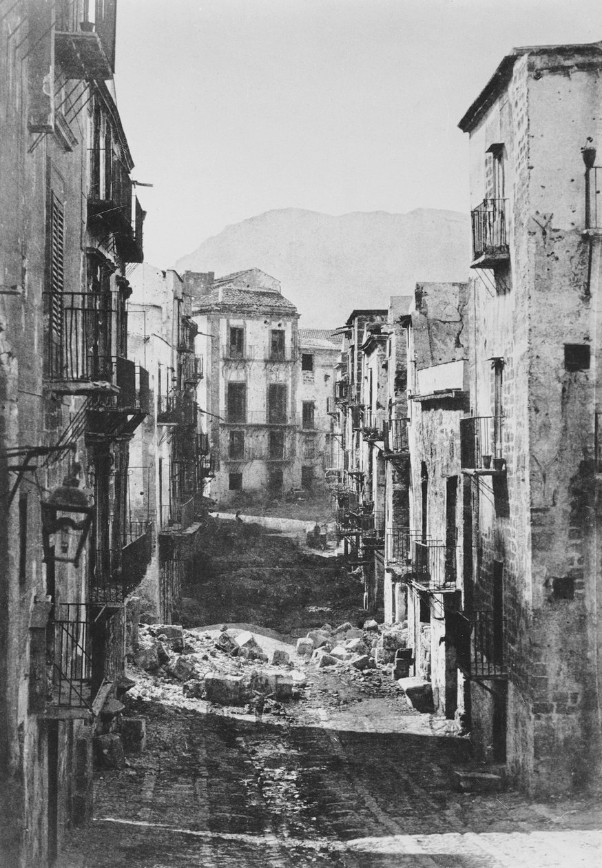 Vernietiging van de Castres-wijk, Palermo, 1860 door Gustave Le Gray
