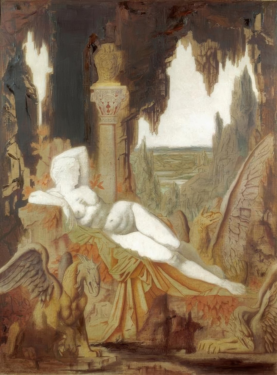 Fee met griffioenen door Gustave Moreau