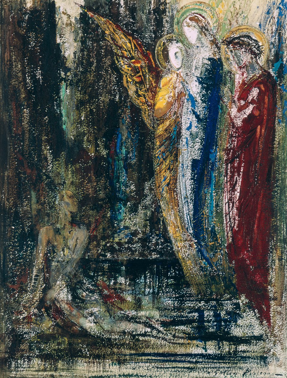 Job en de Engelen, ca. 1890 door Gustave Moreau