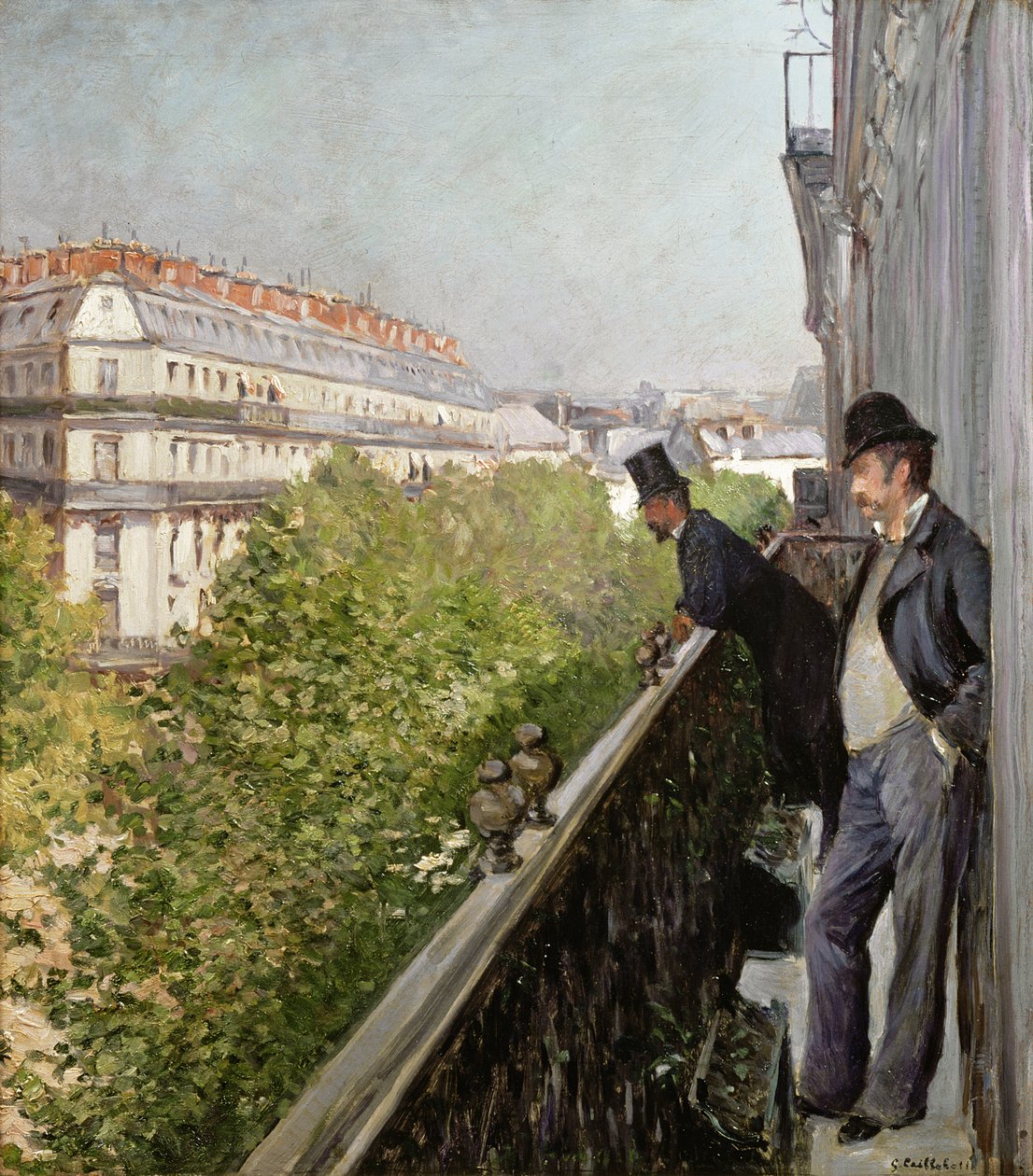 Een balkon, Boulevard Haussmann, 1880 door Gustave Caillebotte