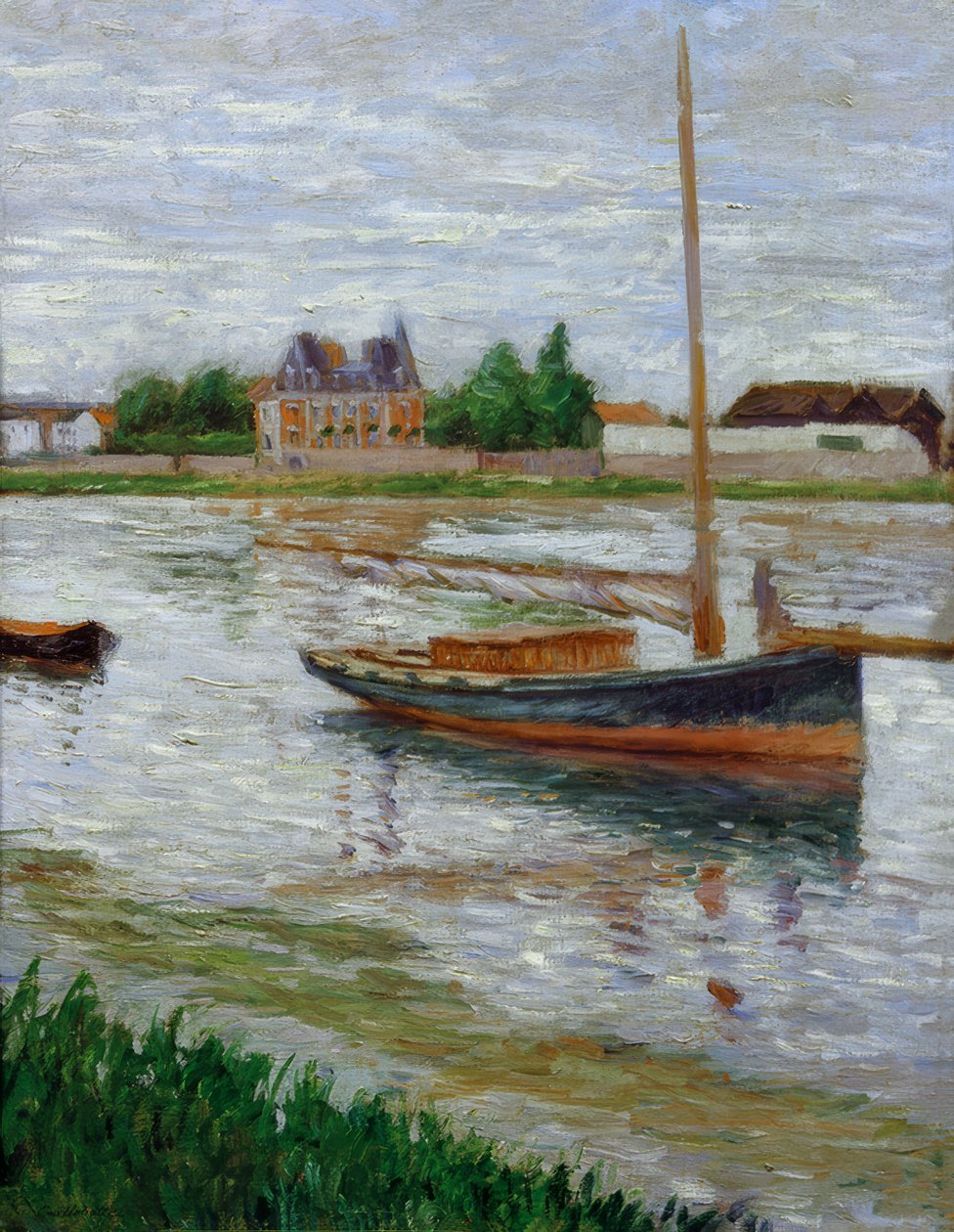 Boot voor anker op de Seine bij Argenteuil door Gustave Caillebotte