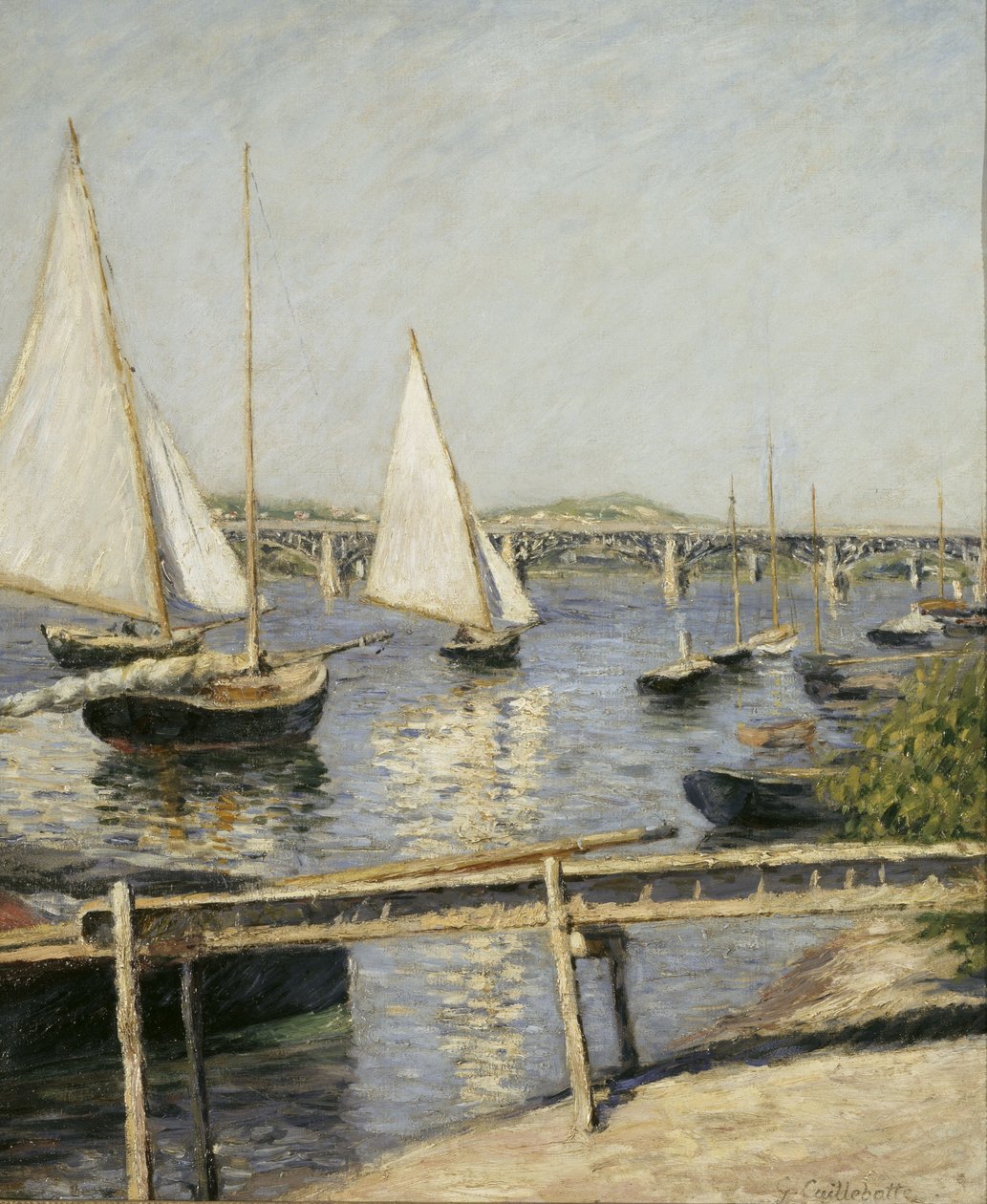 Zeilboten bij Argenteuil, c. 1888 door Gustave Caillebotte