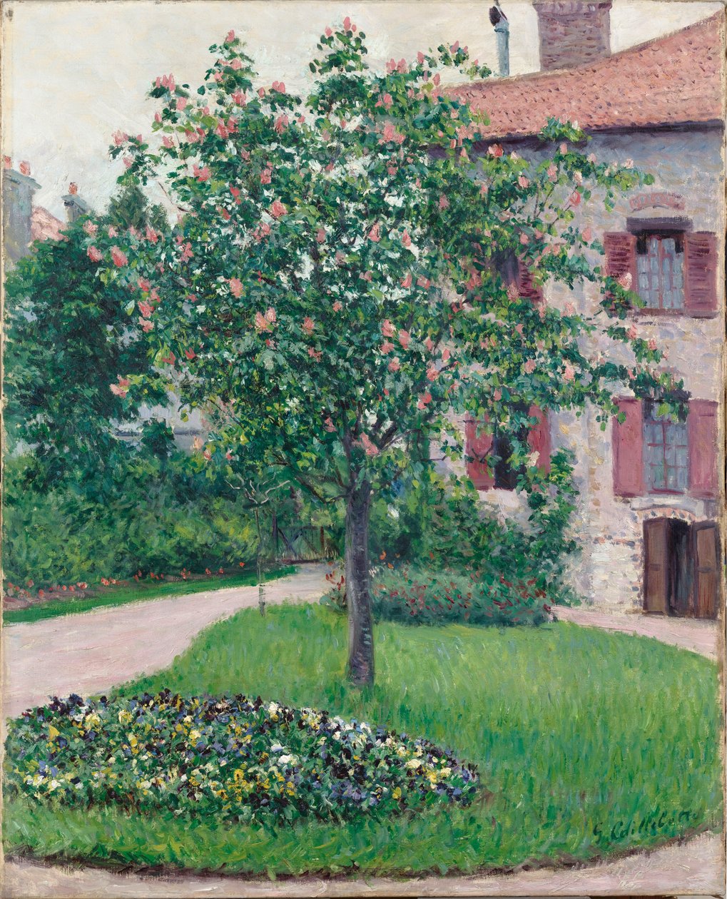 Boom in bloei, 1882 door Gustave Caillebotte