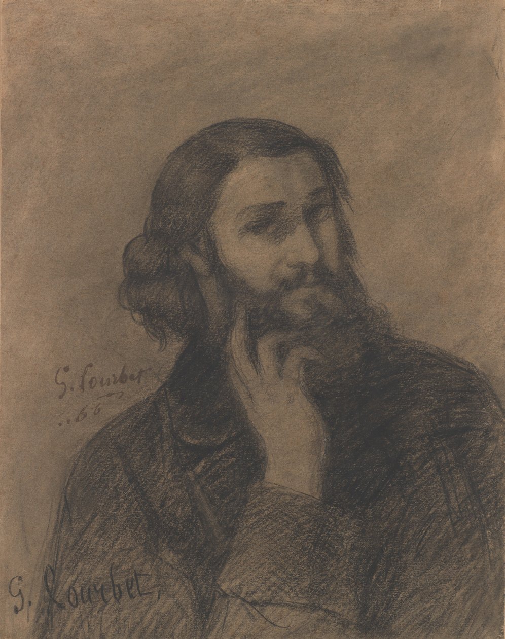 Zelfportret, c.1866 door Gustave Courbet