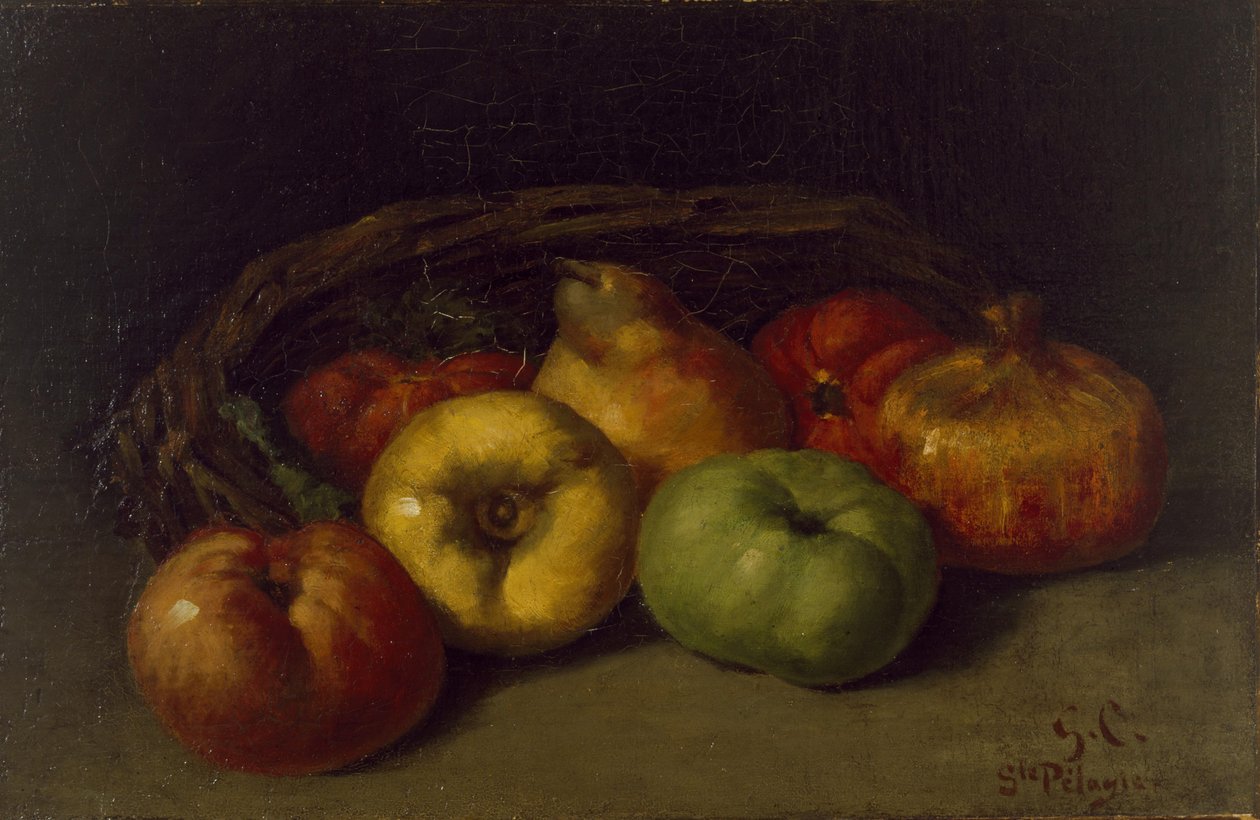 Stilleven met Appels, Peer en Granaatappels door Gustave Courbet