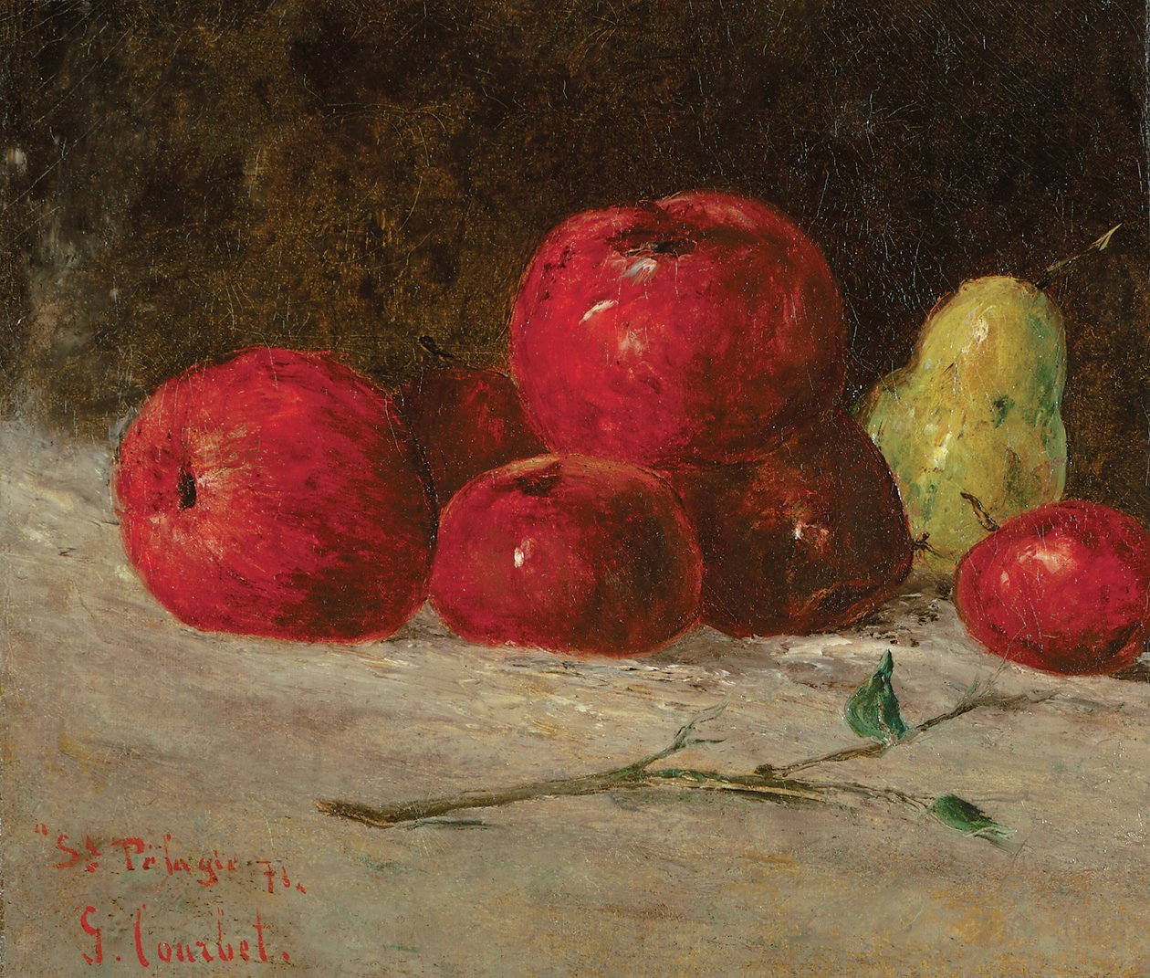 Stilleven, appels en peren, 1871 door Gustave Courbet