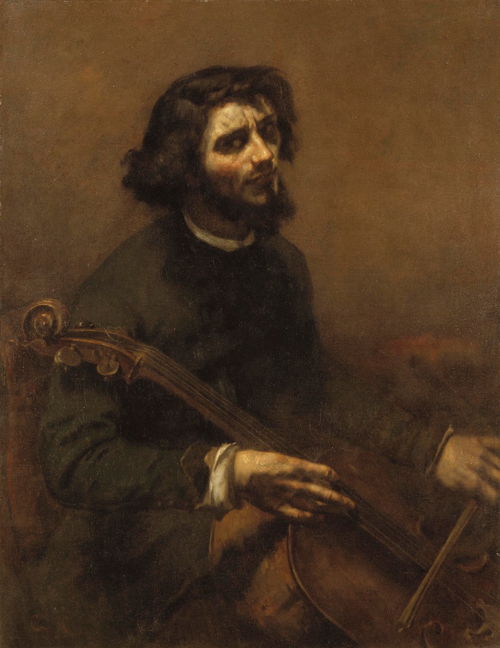 De cellist (zelfportret), 1847 door Gustave Courbet