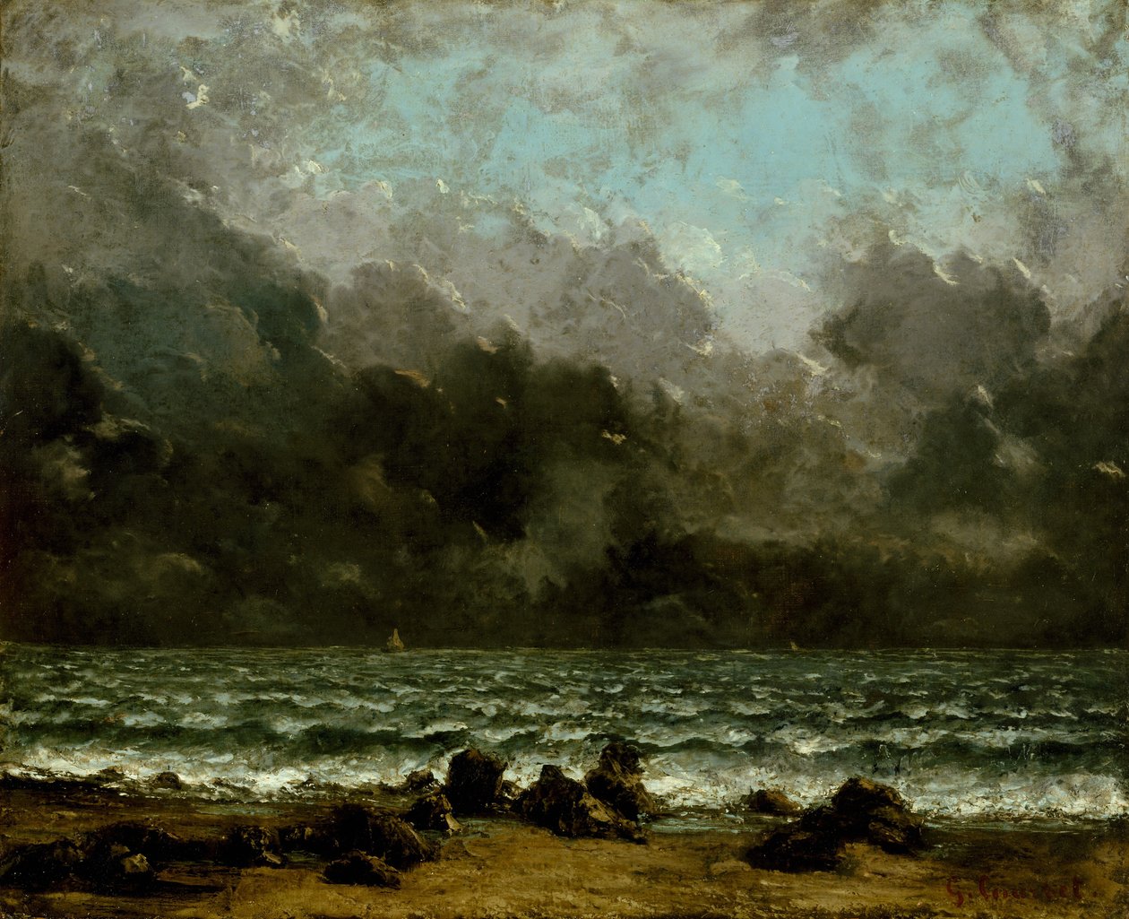 De zee door Gustave Courbet