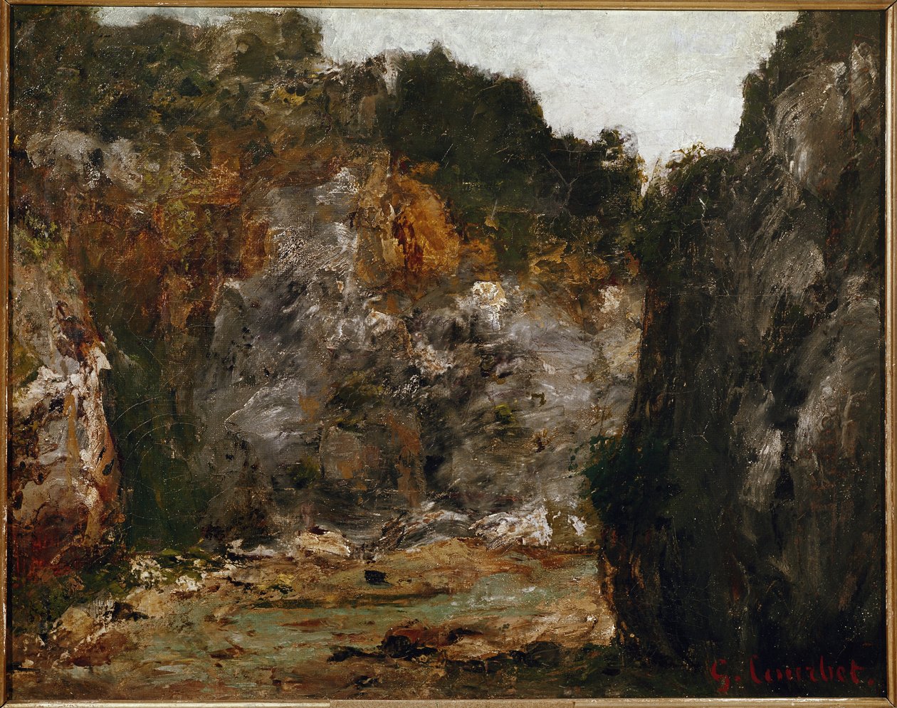 Uitzicht op een kloof door Gustave Courbet