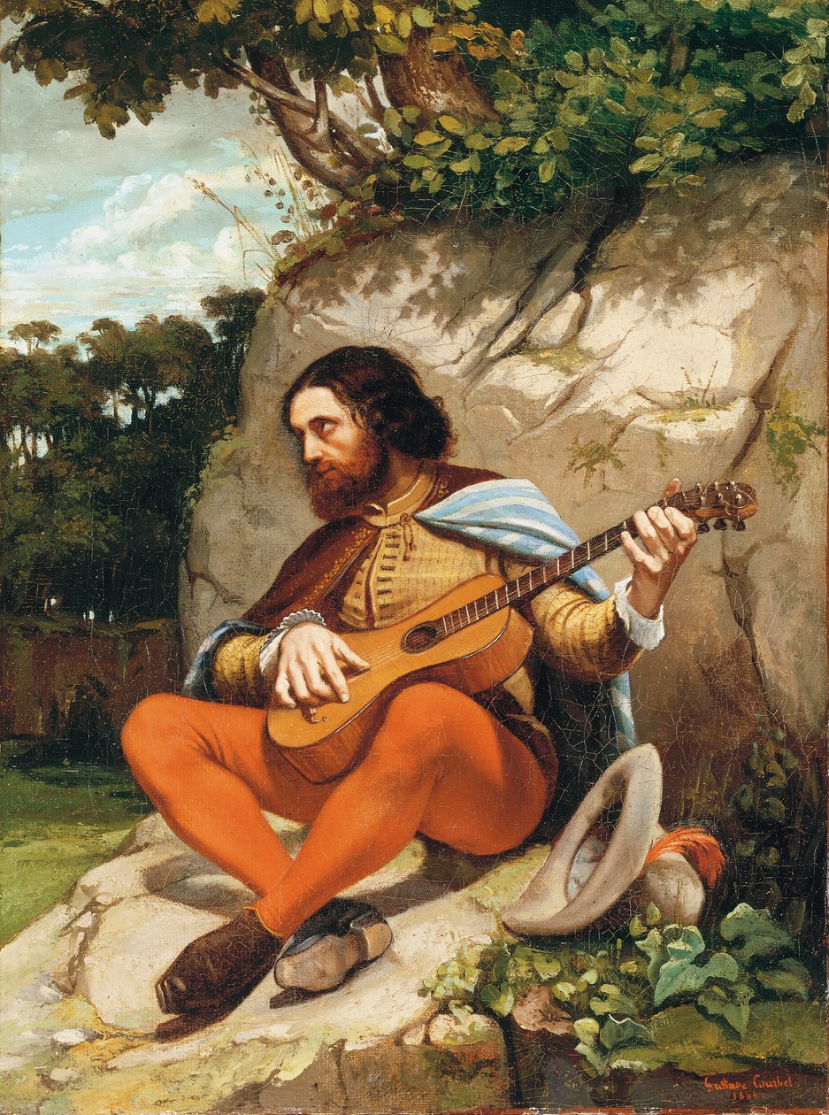 Jonge man in een landschap door Gustave Courbet