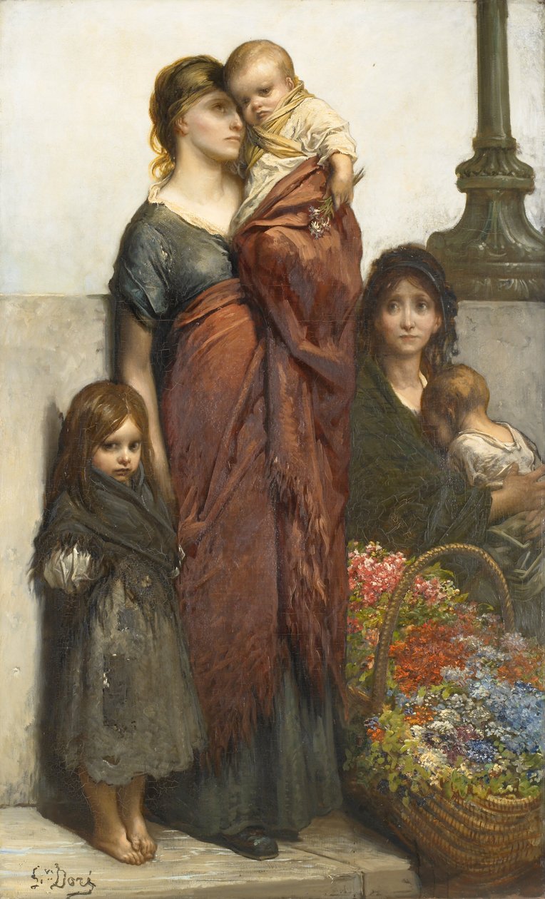 Bloemenverkopers Londen door Gustave Dore