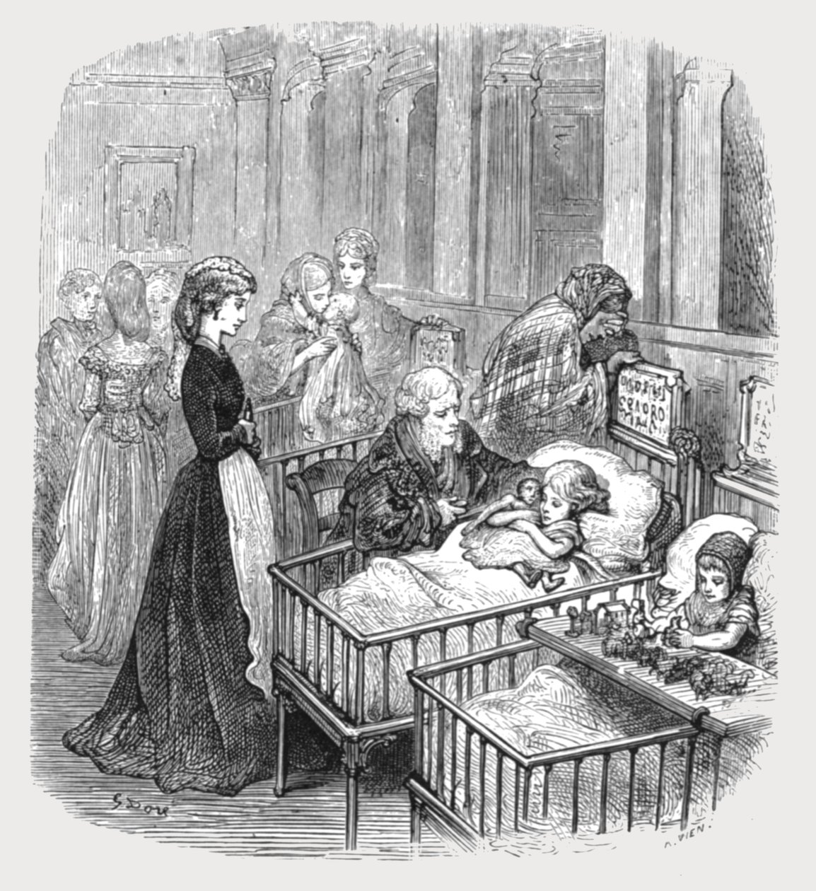 Ziekenhuispatiënten, 1872 door Gustave Dore
