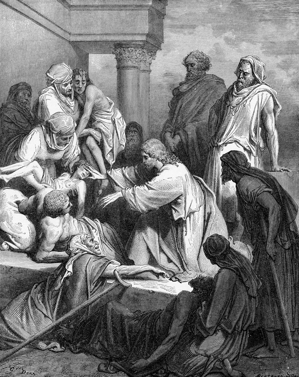 Jezus geneest de zieken door Gustave Dore