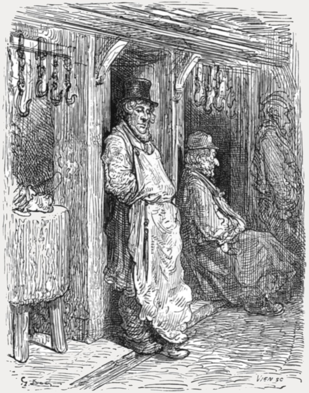 Joodse slagers - Aldgate, 1872 door Gustave Dore