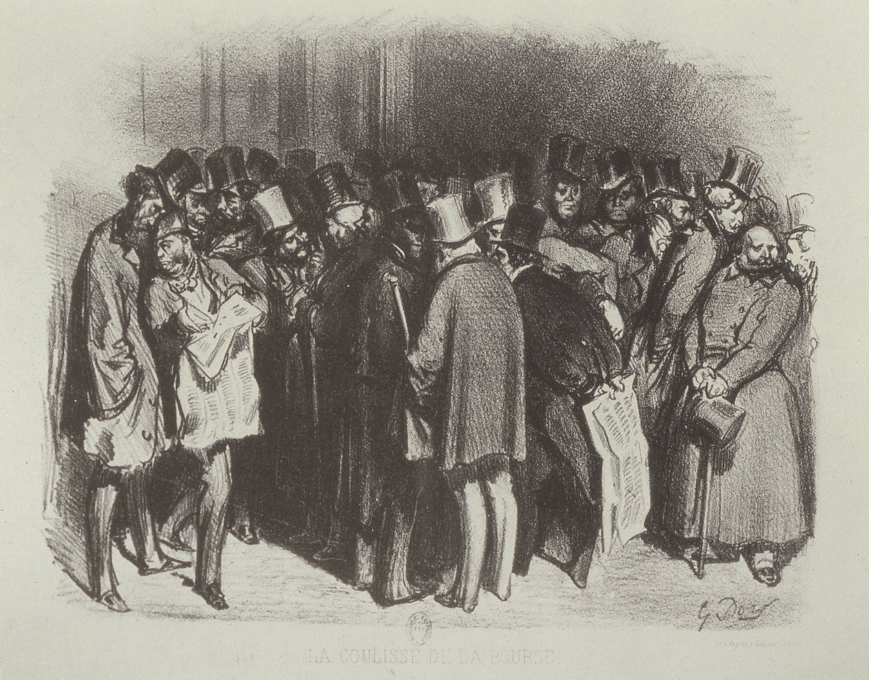 La Coulisse de la Bourse door Gustave Dore
