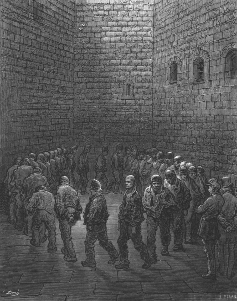 Newgate - Oefenplaats door Gustave Dore