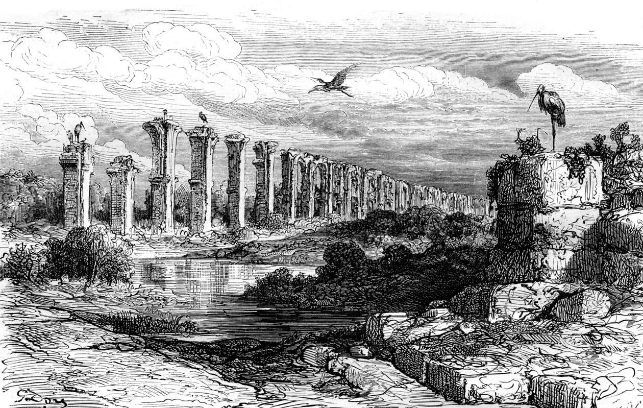 Romeins aquaduct, Merida, Spanje, 19e eeuw door Gustave Dore