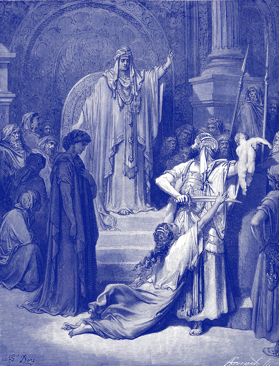 Het oordeel van Salomo - Bijbel door Gustave Dore
