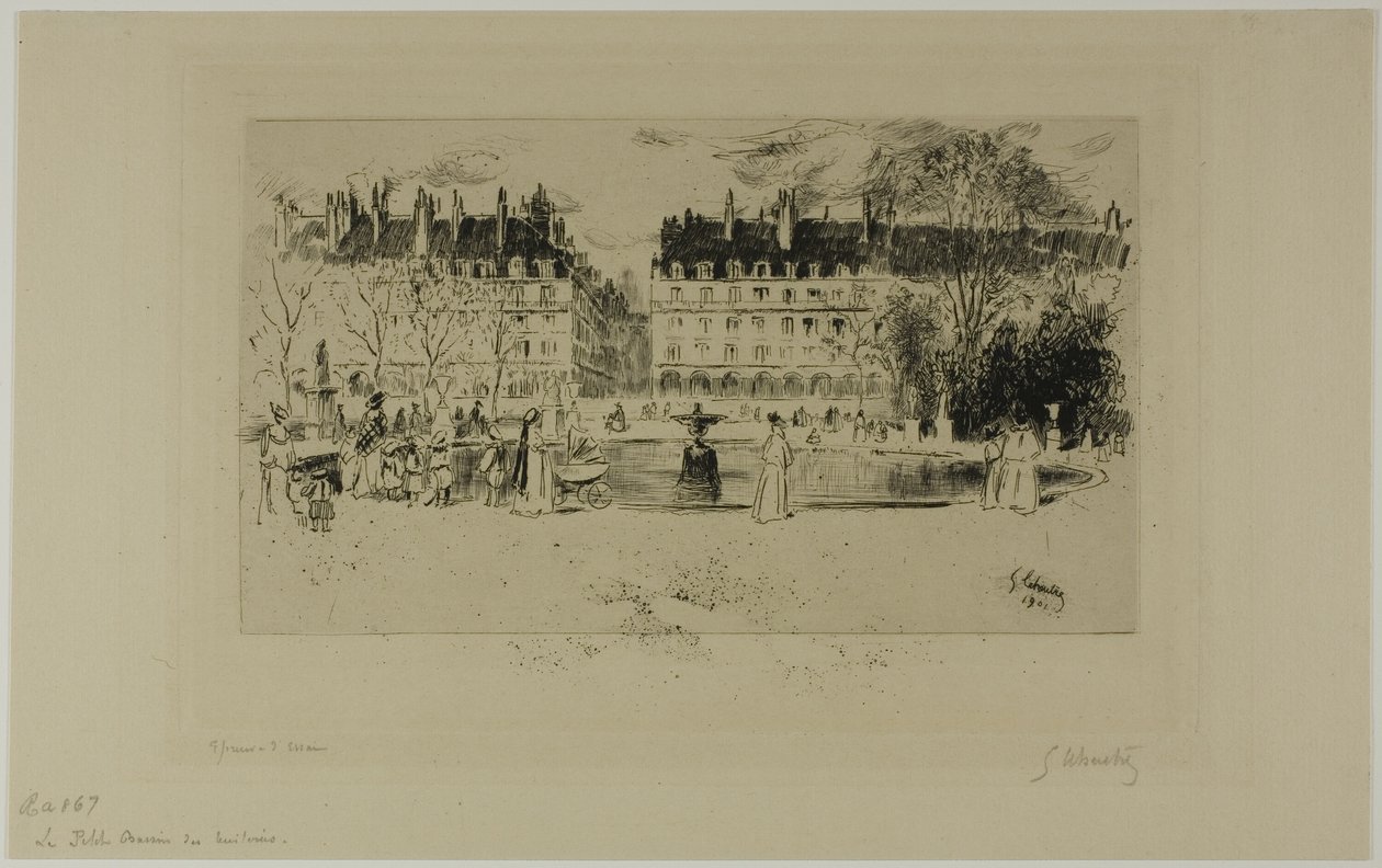 Kleine vijver bij de Tuilerieën door Gustave Leheutre
