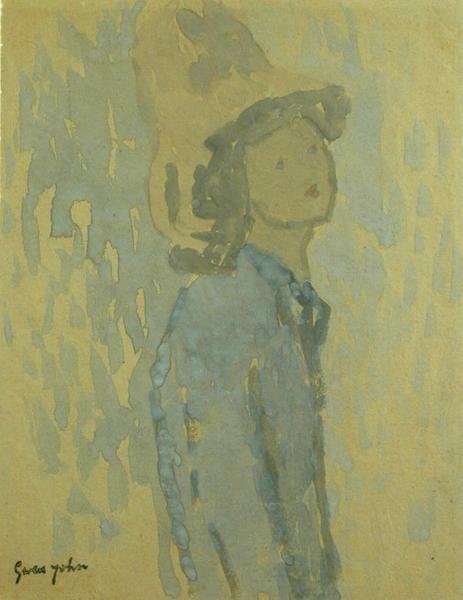 Meisje met een hoed door Gwen John