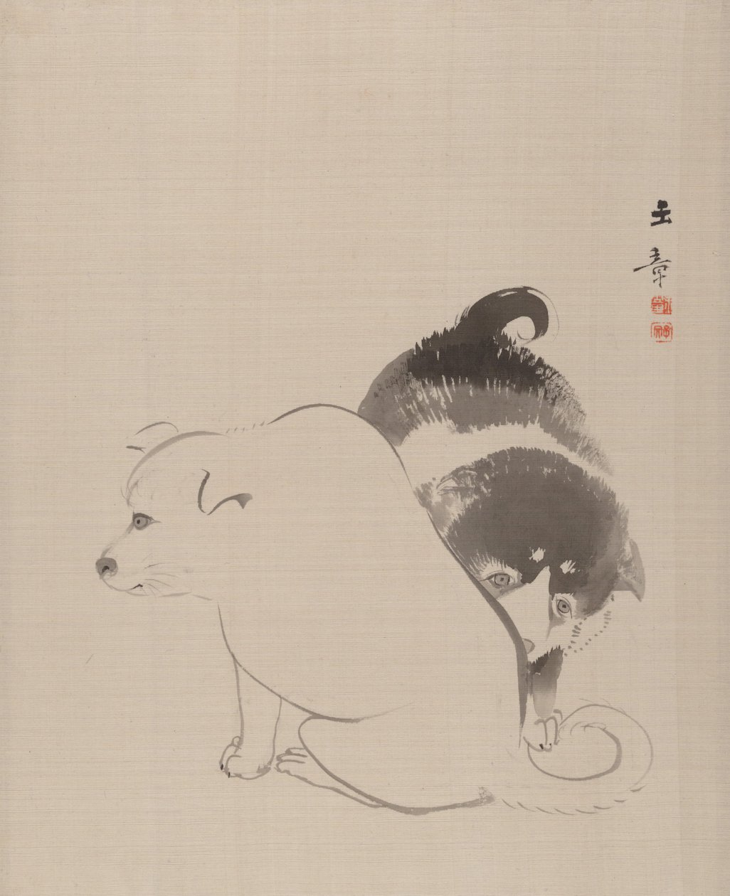 Een Paar Puppies, 1868 door Gyokusho Kawabata